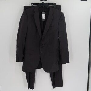 BOSS Hugo Boss Men's Suit Jacket (42L-Slim Fit) and Pants (44L) Dark Gray Wool